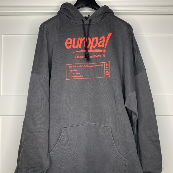 Balenciaga Grey Europa Hoodie - Picture 1 of 11